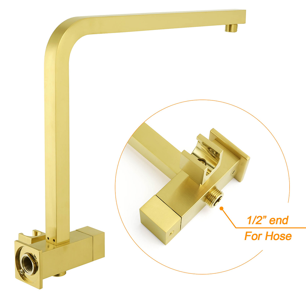 WELS Brushed Gold Twin Shower 8" Rain Head Handheld Diverter Wall Arm Square Mixer โ image 5