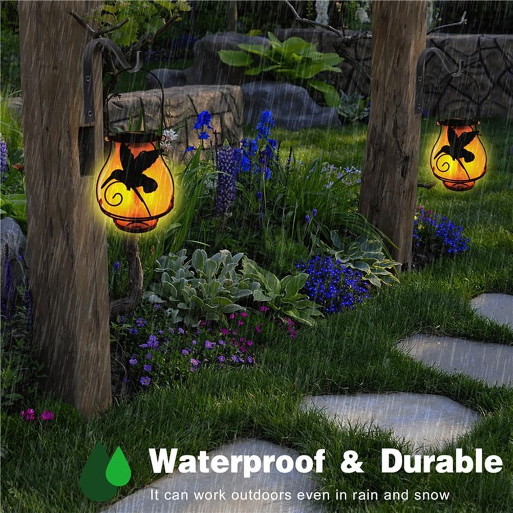 Solar Flame Lantern Lights Flickering Flames Outdoor Solar Lights Hanging Lanterns Waterproof Decoration Lighting Lanterns — image 4