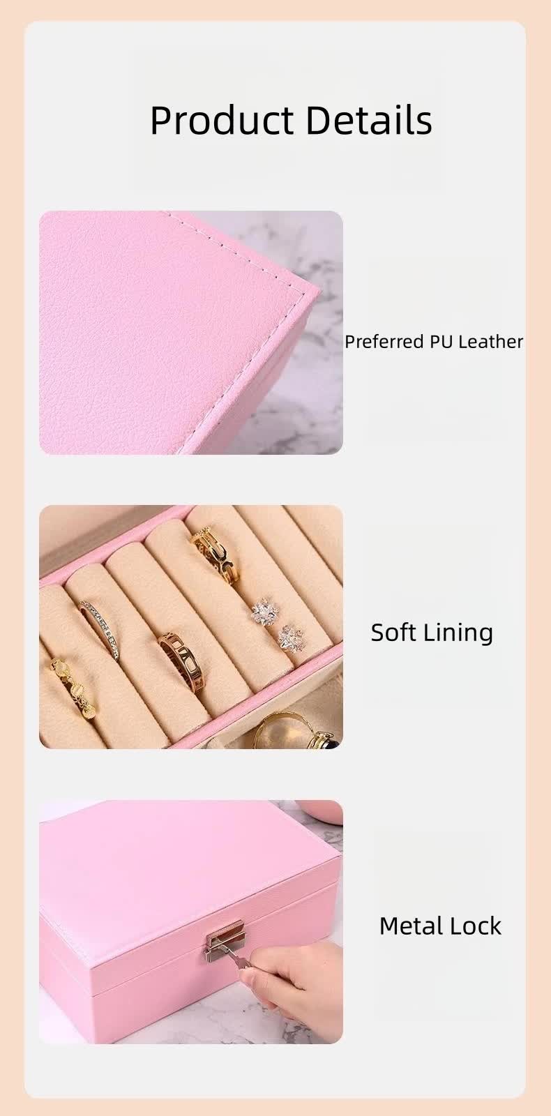 Luxury Jewelry Organizer Box - Elegant Multi-Compartment Storage Case (Pink)23 × 17 × 8.8cm — image 5