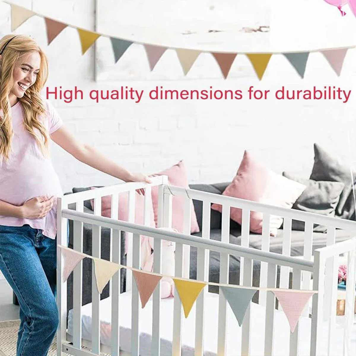2PCS Triangle Bunting Flag Garland Hanging Flag Banner for Wedding Parties — image 5