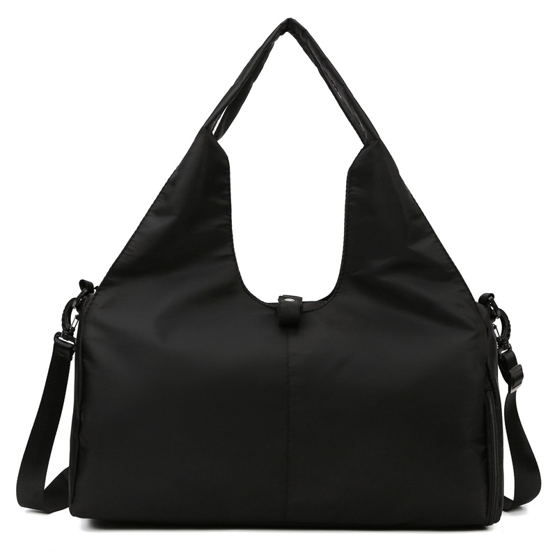 Black Women Large Capacity Yoga Gym Bag with Shoe Compartment and Mat Strap Water Resistant Travel Duffel Lightweight Tote for Fitness and Weekend Trips