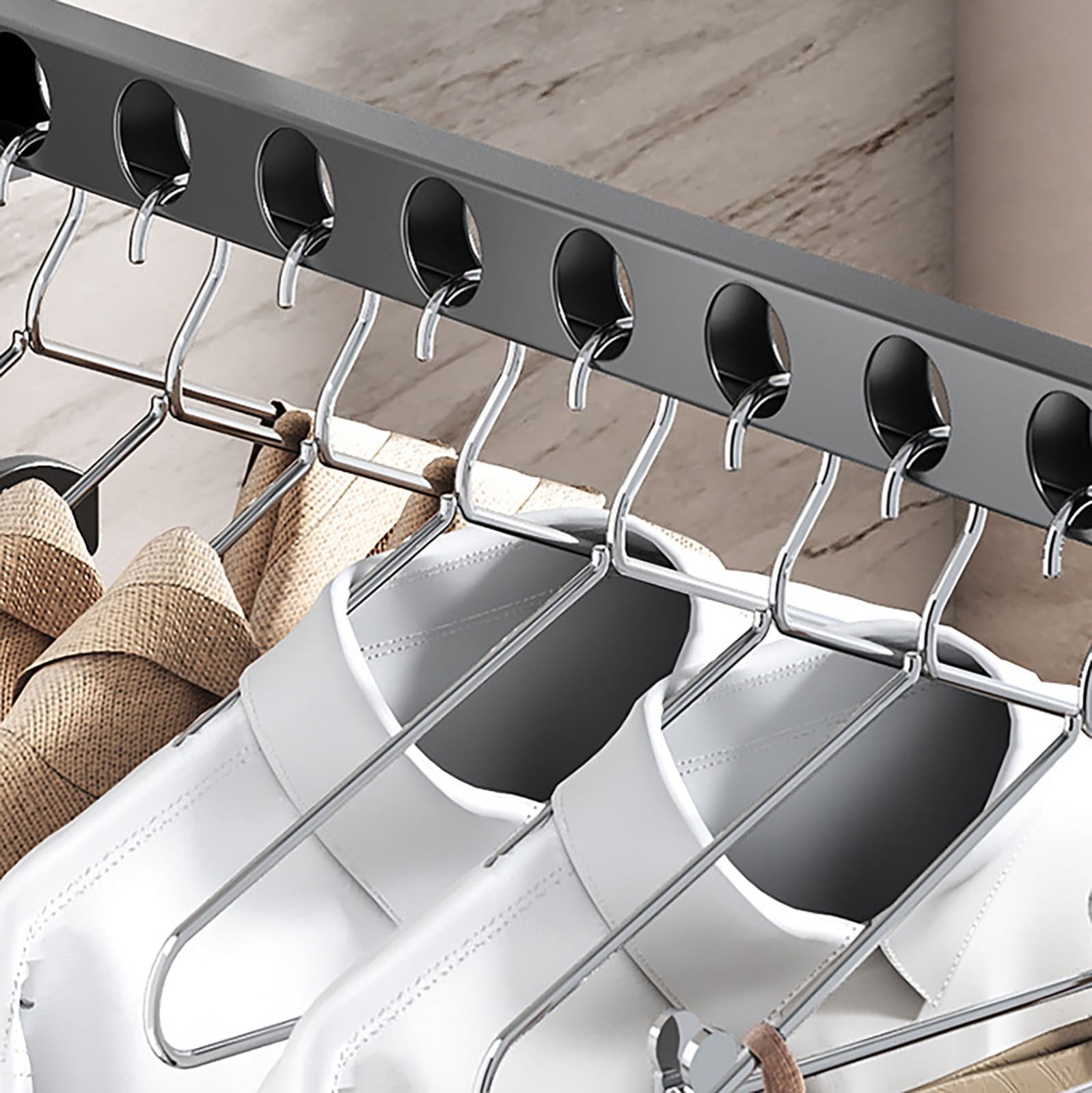 Retractable Folding Wall Hanger, Folding Clothes Hanger Rack, Clothes Storage Organizer, Laundry Hanger, Sturdy Hanging Dryer Rack Clothes Hooks of Metal โ image 3