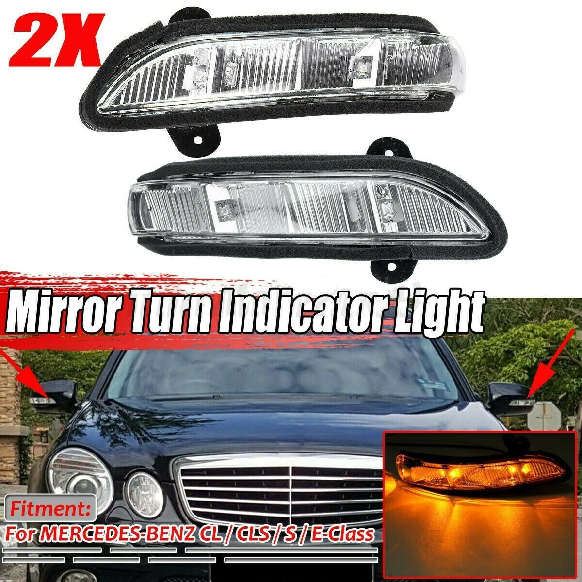 Car Front LH + RH Door Mirror Turn Signal Light for Rear view mirror turn signal light, reverse mirror edge light โ image 3