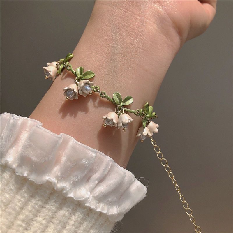 Rose Flower Jewelry Red White Rose Bluebell Flower Long Necklaces Flower Dangle Earrings Rose Bluebell Bracelet Jewelry — image 2