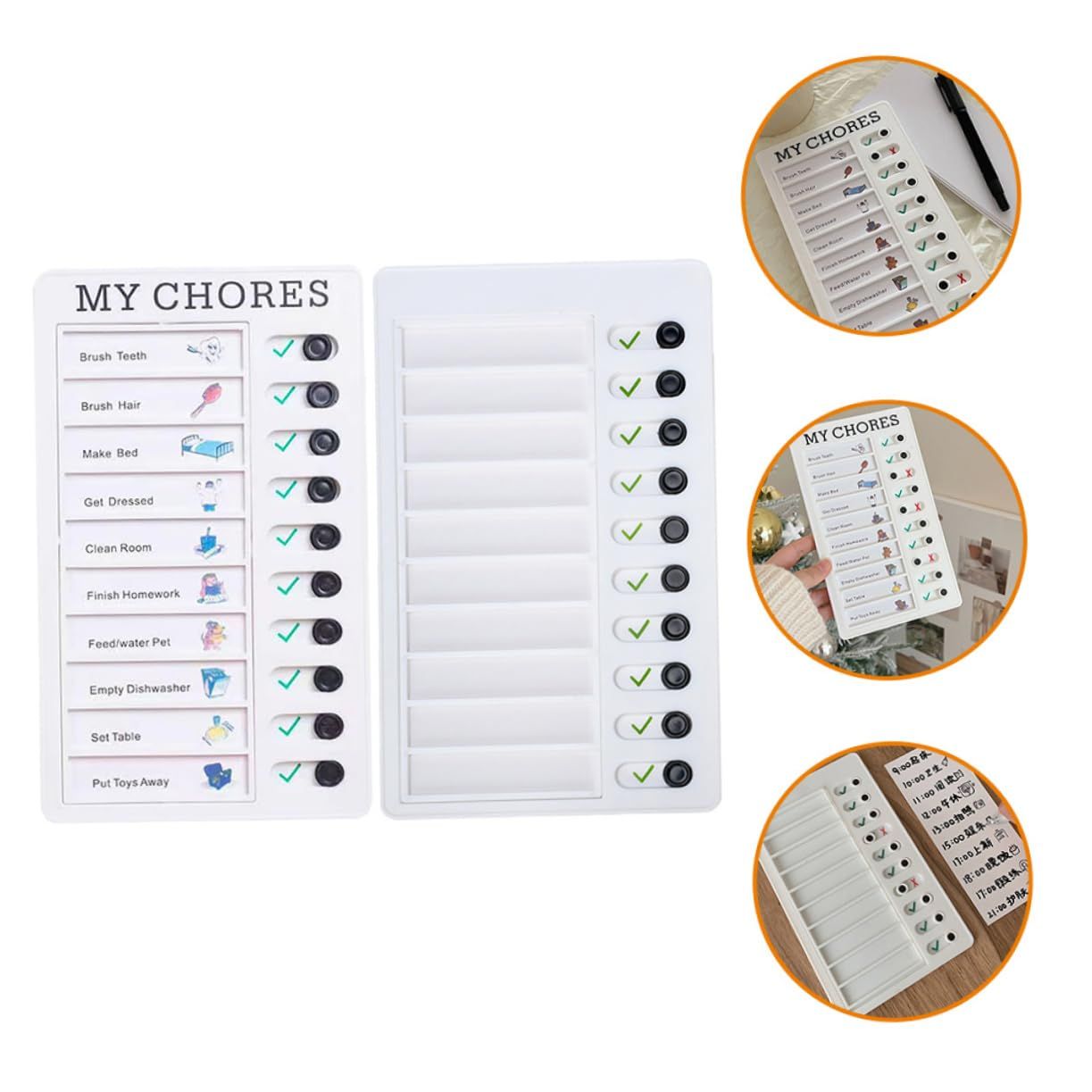 2pcs Behavior Chart Convenient Chore Chart Time Manage Planner Chore Chart for Adults Memo Planning Board Multi-Functional — image 4