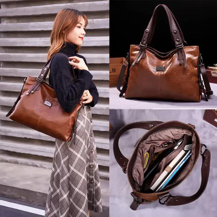 Classic Vintage PU Leather Handbag-Spacious Shoulder and Crossbody Tote for Women (Wine Red) — image 3