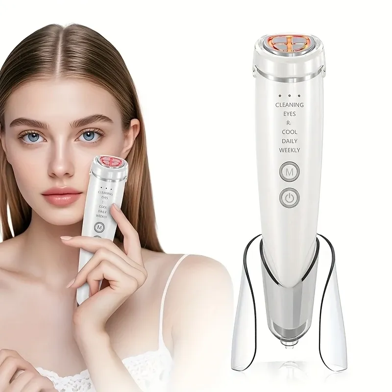 6-in-1 Beauty Device with Hot & Cold Therapy, Red/Blue Light, 3 Intensity Levels & Magnetic Dock. Deep cleansing & firming for daily skincare./RED — image 6