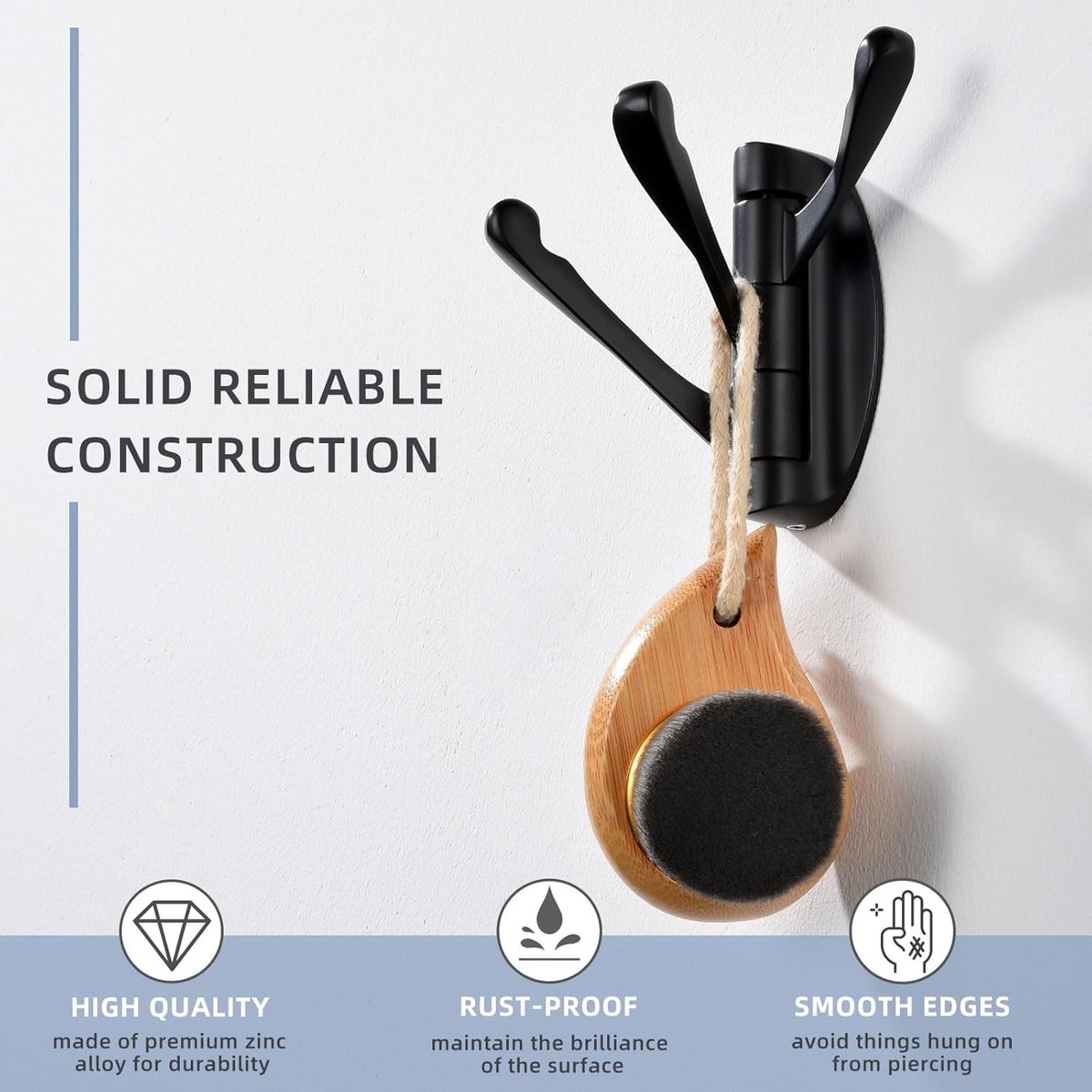 Wall Hook - Swivel Hooks - Foldable Towel Hook - Triple Hook - Hooks - Hanging Hooks - Wall Hook - Coat Hook - Towel Hanger - Towel Hooks - Coat Rack Hook — image 4