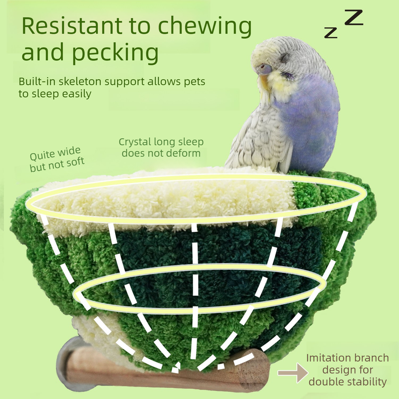 2-in-1 Parrot Perch Warm Bed Nest, Coral Fleece Hanging Bird Cage Sleeping Hut for Budgies, Cockatiels, Lovebirds, and Small Parrots – Winter Warm House - Blue — image 3