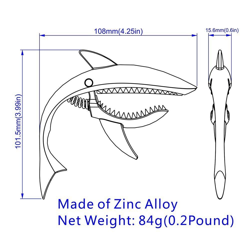 Zinc Alloy Guitar Capo Shark Capo for Acoustic and Electric Guitar with Good Hand Feeling, No Fret Buzz and Durable(Silver) โ image 5