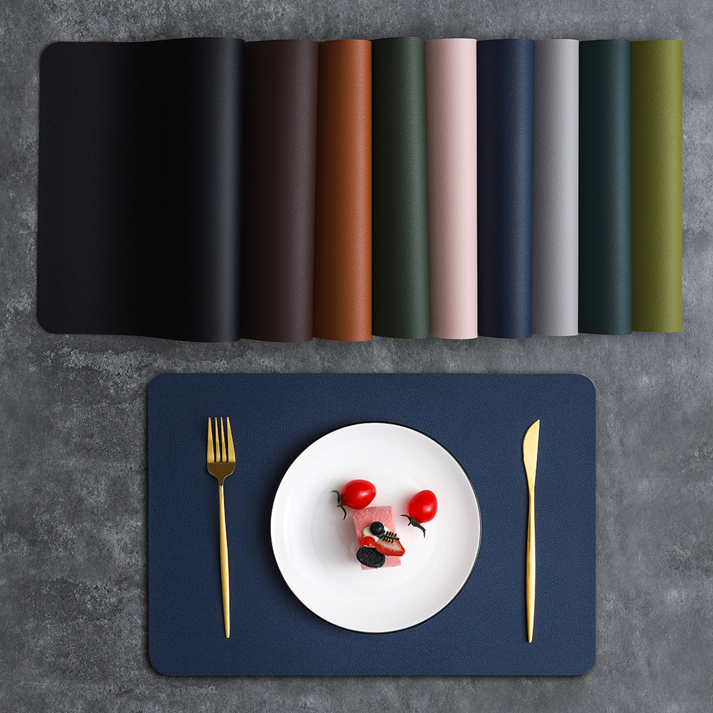 2-PCS Pink and dark grey PVC Double-Sided Lychee Texture Table Mat - Waterproof, Heat-Resistant & Easy to Clean for Home and Hotel Use โ image 2