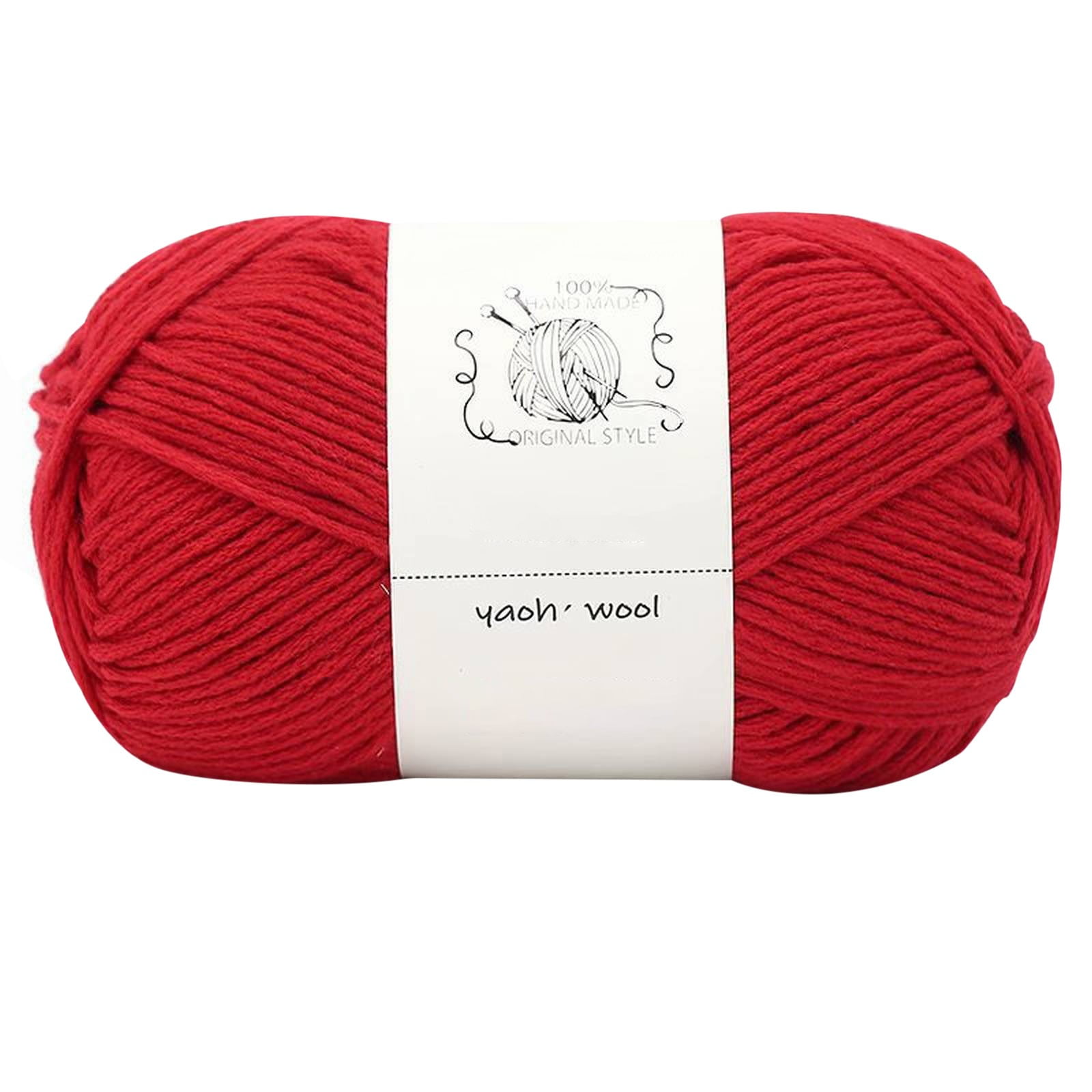1 Pack 100 g Cotton Crochet Yarn, Soft Hand Knitting Yarn for Sweaters, Scarves, Cushions and DIY Crafts, bright red
