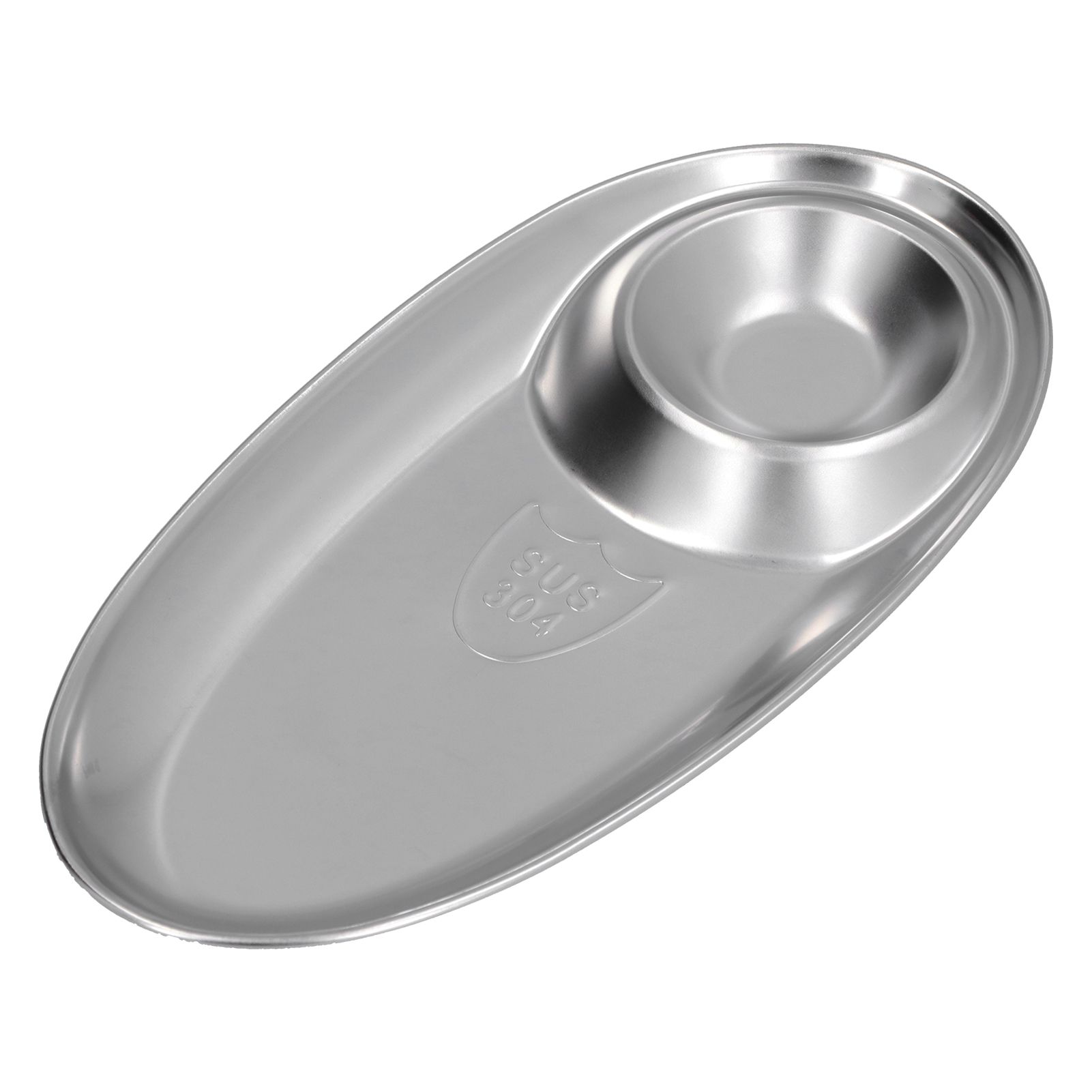 304 Stainless Steel Snack Plate Silver Oval Divided Spice Dish for Home Outdoor CampingL โ image 3