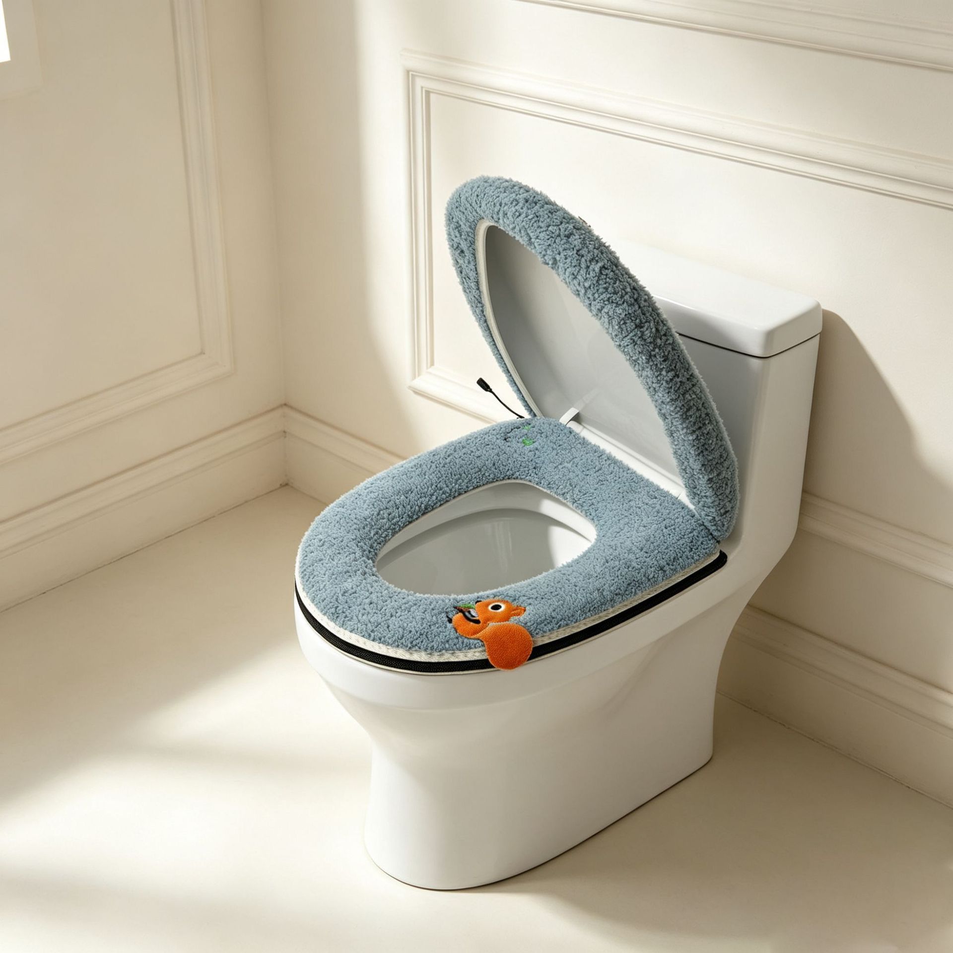 USB-Powered Heated Toilet Seat Cover Set with Soft Plush Fabric, Adjustable Temperature & Timer, Easy-to-Clean PU Leather Bottom — image 5