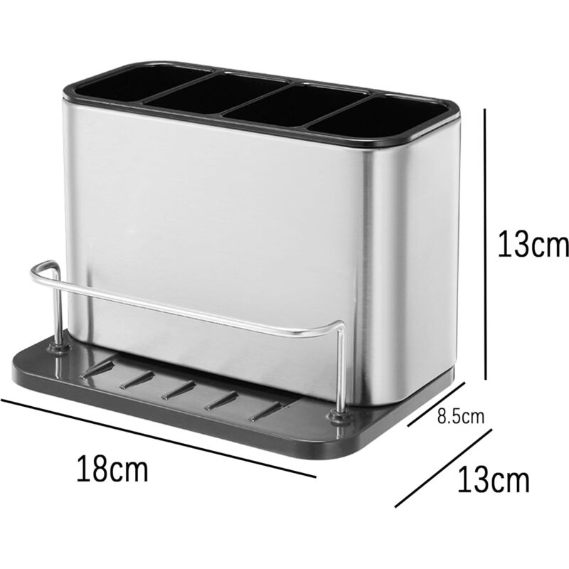 Cutlery Drainer, Fork Spoon Organizer Rack With 4 Compartments With Drainer, For Knife And Fork, Spoon, Sink Drying — image 2