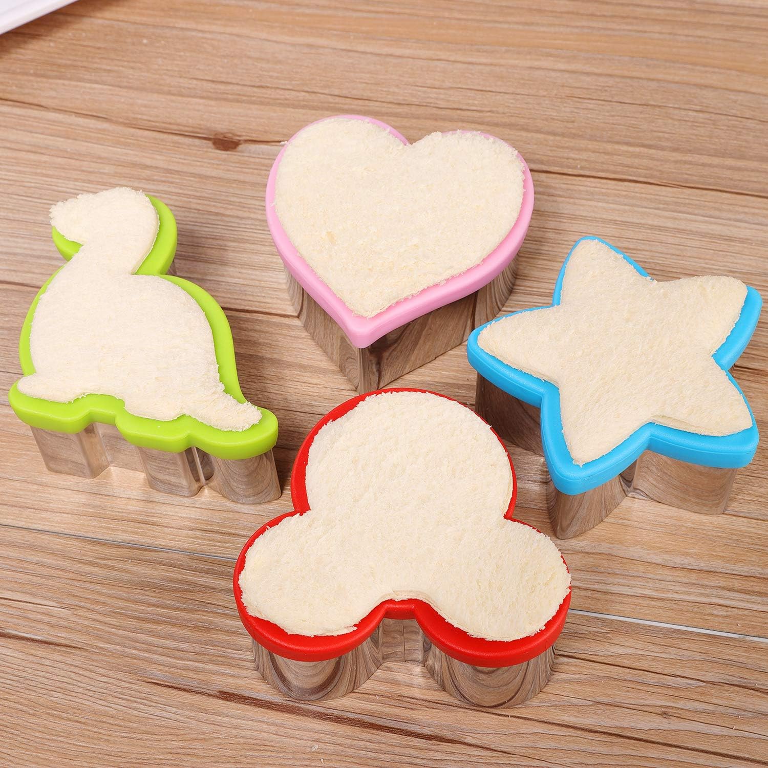 Stainless Steel Sandwiches Cutter Set, Dinosaur & Heart & Star Shapes Sandwiches Cutter Cookie Cutter -Food Grade Cookie Cutter Mold for Kids (Big+Medium โ image 5