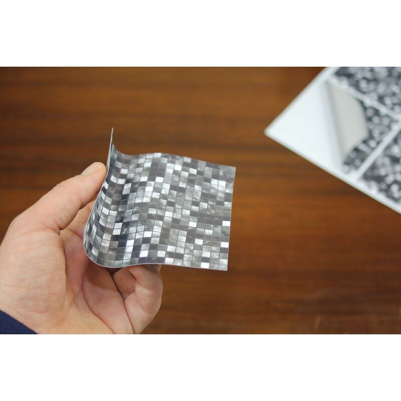 24X Tile Sticker For Bathroom And Kitchen 10 X 10Cm Black White Mosaic 2D Film Adhesive Stickers For Tiles For Wall โ image 4