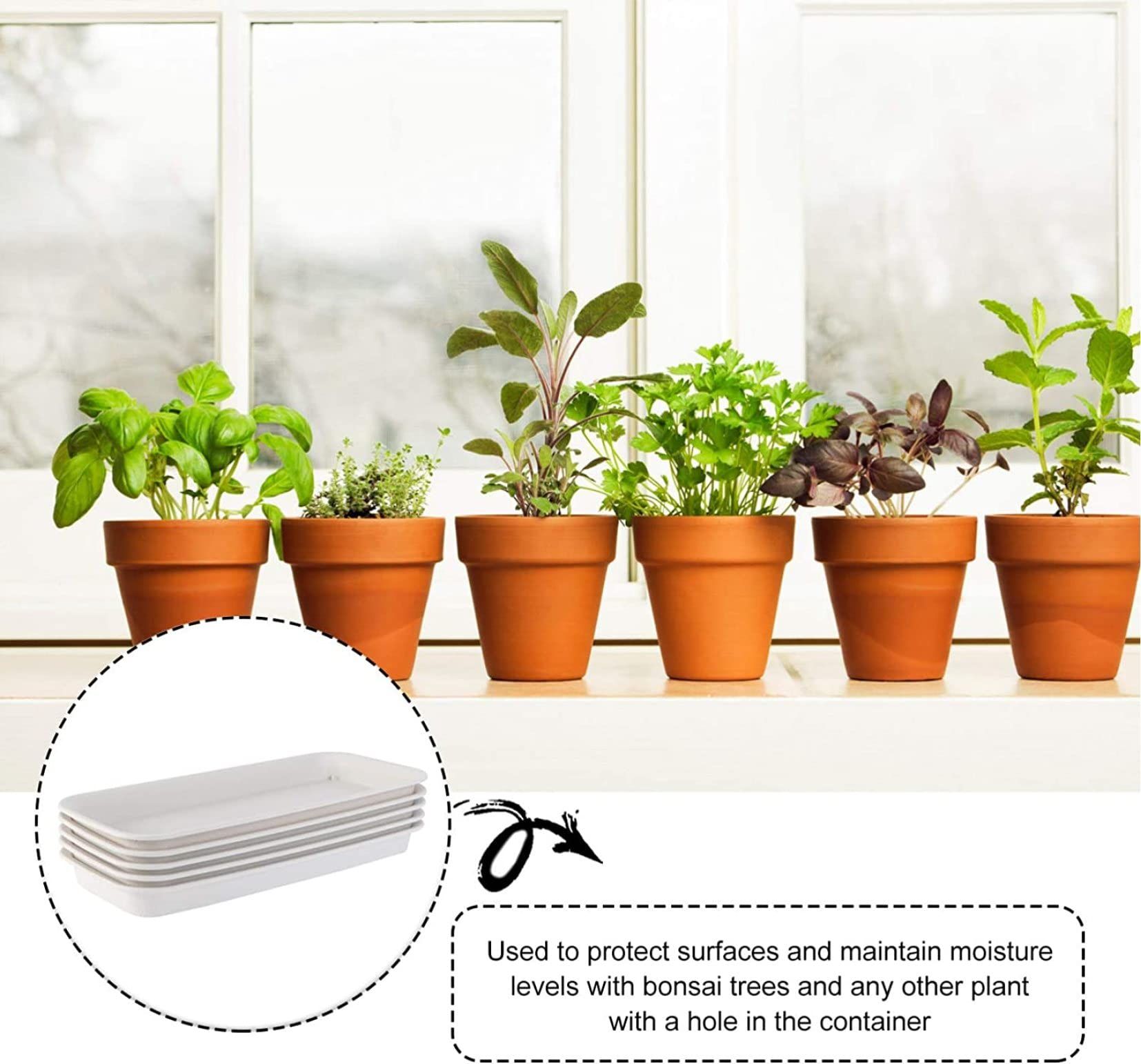 Plastic Plant Pot Rectangle Heavy Duty Large Flowerpot Tray Resin Plant Drip Saucer Base Flower Box Saucer Suitable for Long Planter — image 3