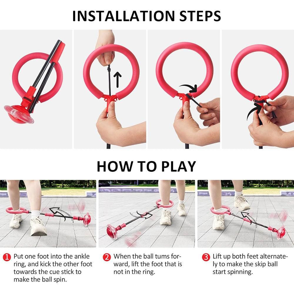 Foldable Skip Ball for Colorful Flashing Wheel Skip Ball Game Fitness Toys Red — image 4