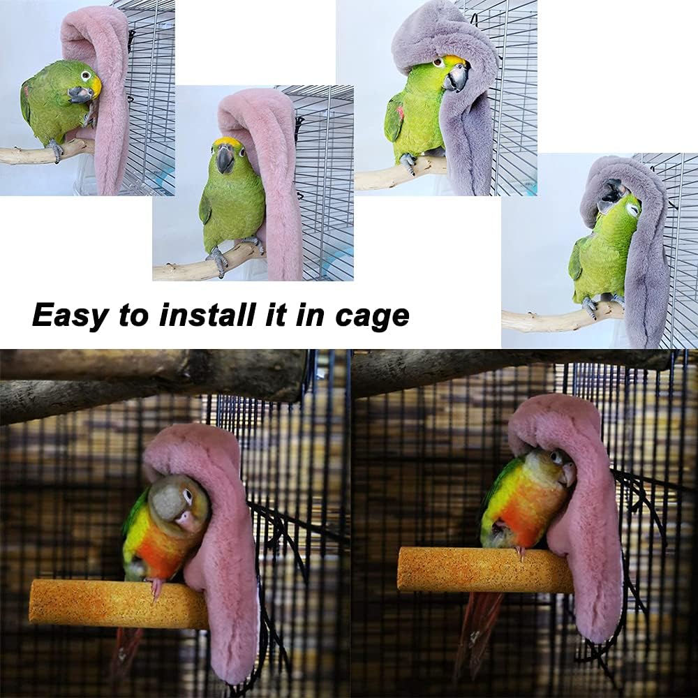 2 Pieces Bird Cozy Corner Fleece Bird Blanket Parrot Warm Nest House Bed Hanging Hammock Toy Plush Snuggle Hut Cage Bedding for Parakeets Conures Cockatiels — image 4