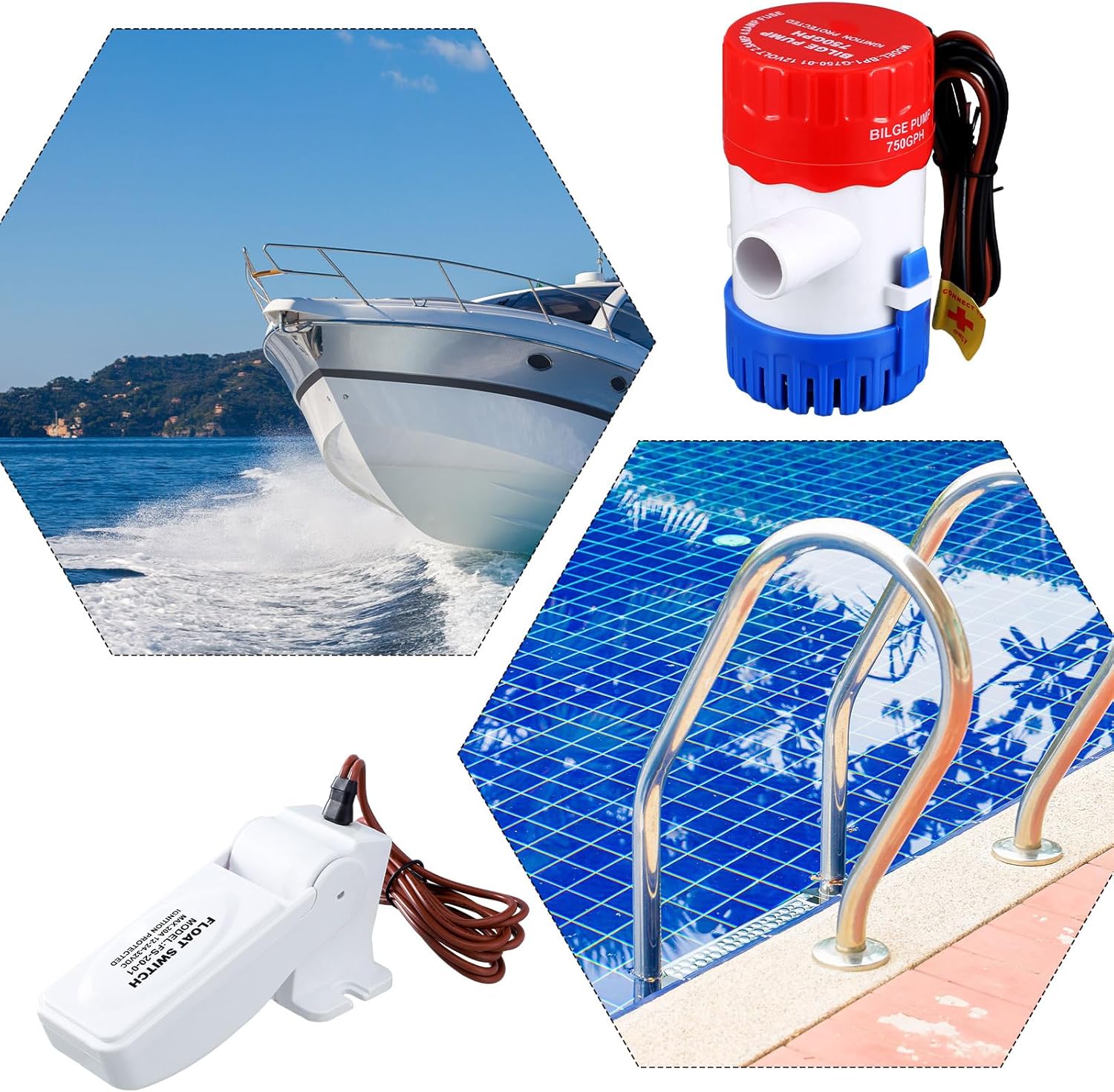 Landhoow Bilge Pump 12V with Float Switch Bilge for Boats DC 12V 24V 32V Portable Marine Electric Boat Water Pump(750 Gph) β image 6