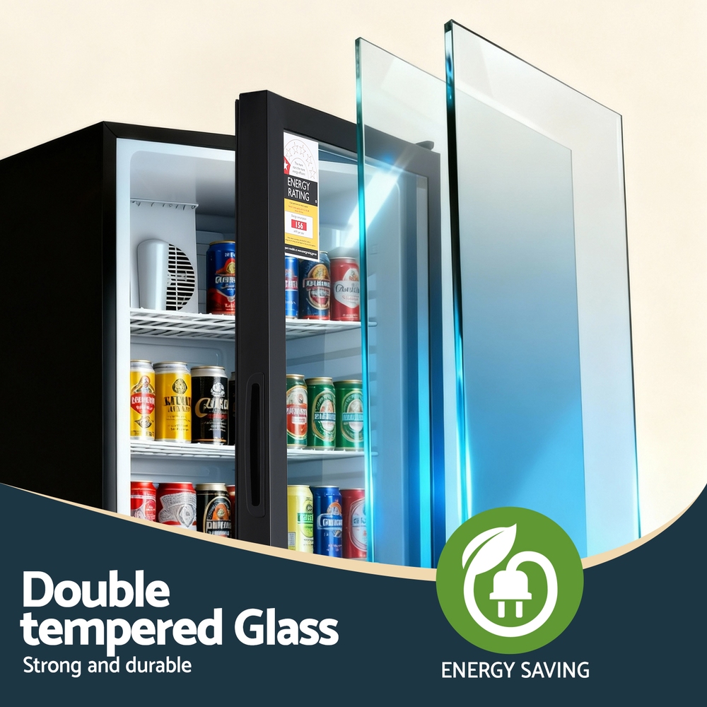 Devanti 105L Bar Fridge Glass Door Mini Fridge Countertop Cooler Black โ image 5