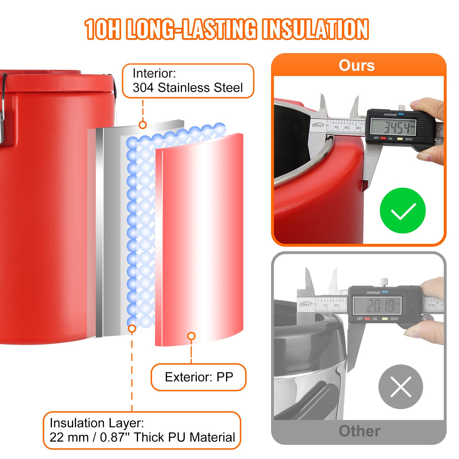 Stainless Steel Insulated Beverage Dispenser, 17.2 Liter, Thermal Hot and Cold Drink Server Dispenser with Spigot Handle, Food-grade for Hot Tea Coffee Water — image 3