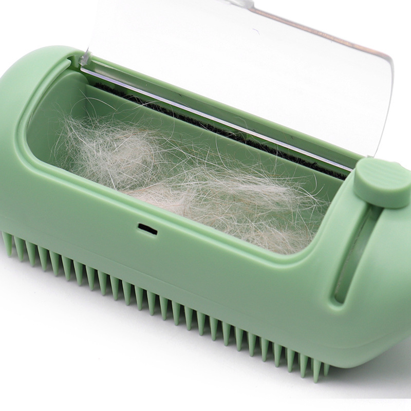 Multi-Function Pet Grooming Brush with Self-Cleaning Feature - Ideal for Dogs and Cats 2 PCS (Green+White) โ image 3