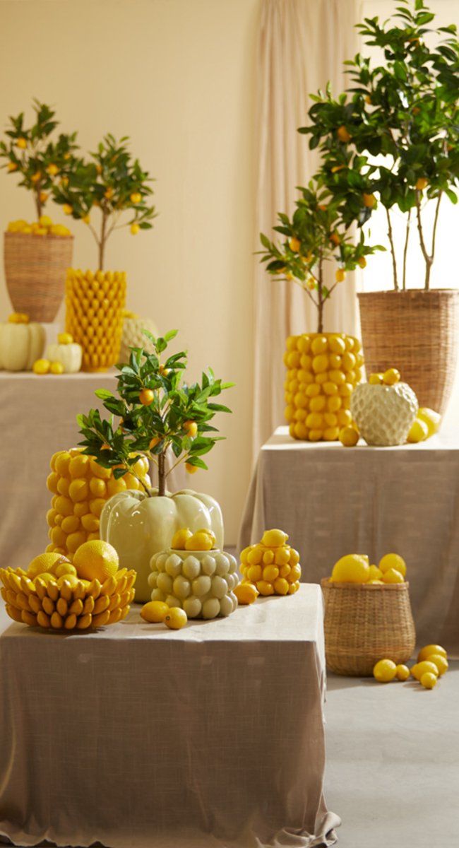 31 cm Yellow Lemon-Shaped Decorative Flower Vase, Botanical Home Decor — image 2