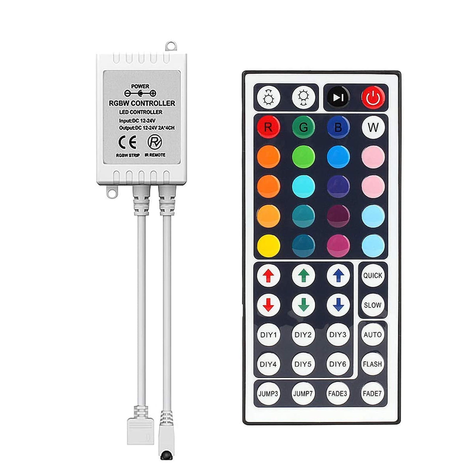 12V LED Strip Light Controller, 44 Key Infrared Remote and Receiver with 16 Colors and 5 Modes for RGB LED Lights — image 2