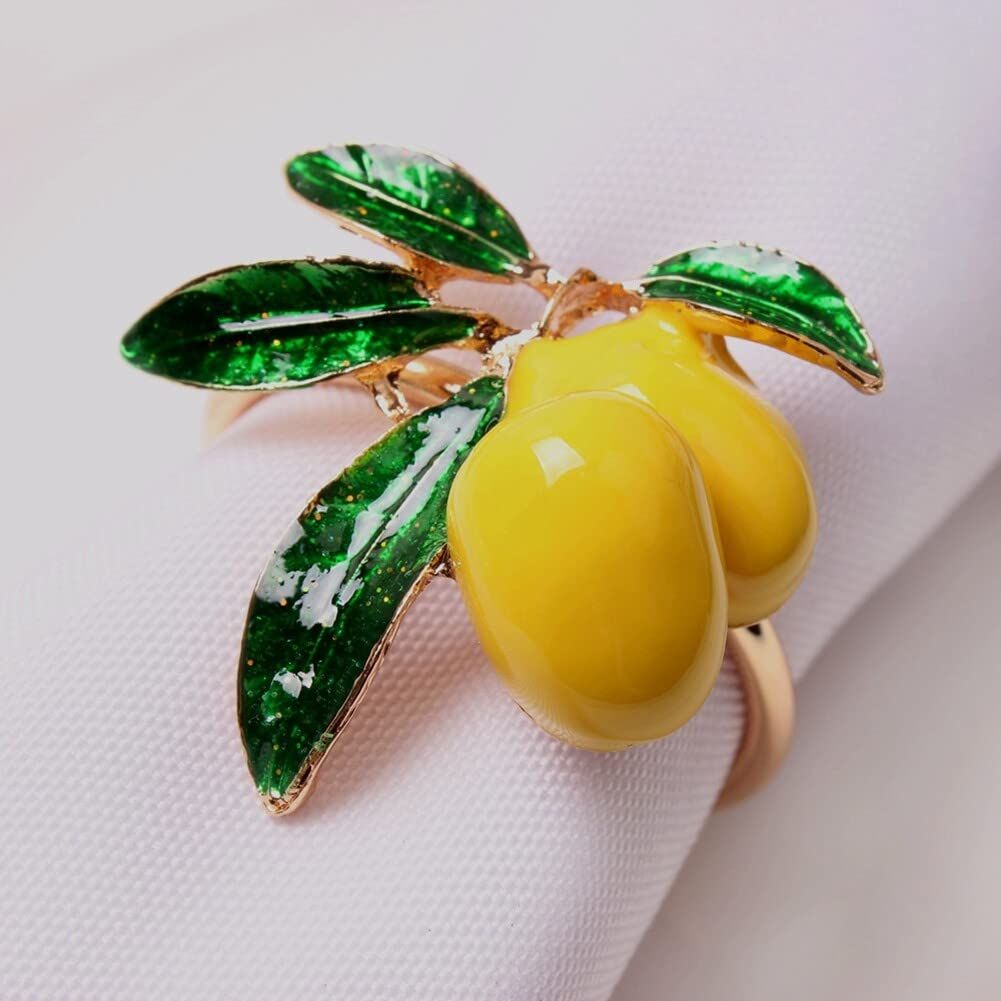 6pc Lemon Napkin Rings Napkin Holder Creative Fruits Napkin Rings Buckles Farmhouse Napkin Rings Table Decor — image 2