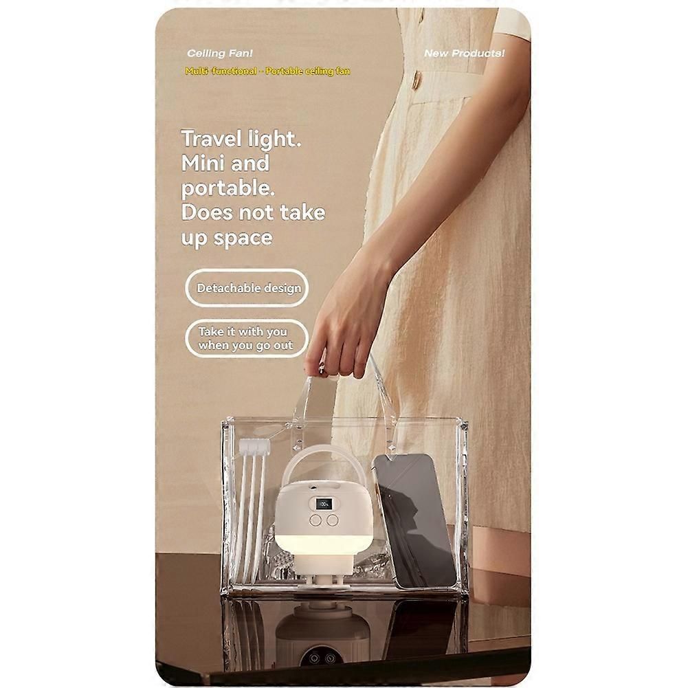 Camping Fan USB Rechargeable Tent Fan with Remote Control LED Light 5 Speeds Timer Portable Ceiling Fan for Camping — image 3