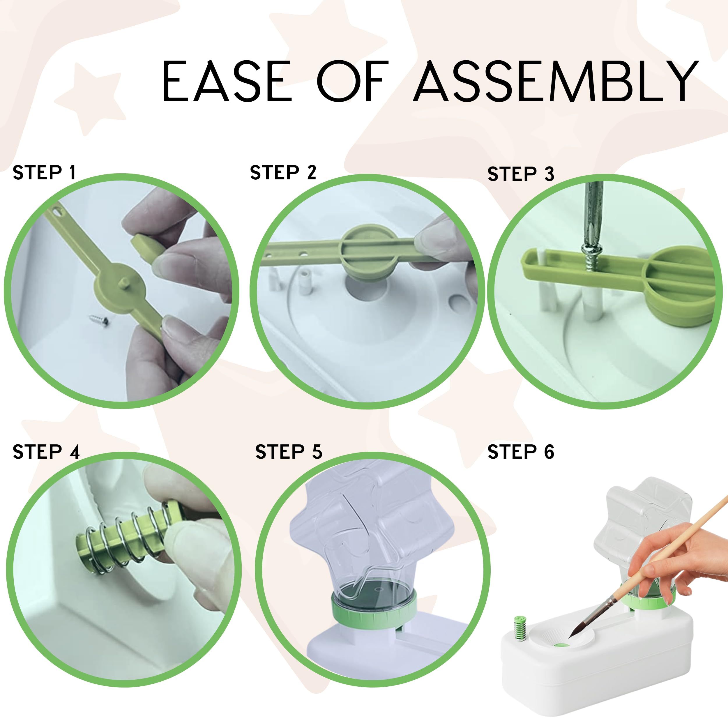 Paint Brush Cleaner Tool for Kids – Paint Brush Rinser with Bottle in Star Shape Cleaning Tool for Painting Brush Rinser (Green) — image 5