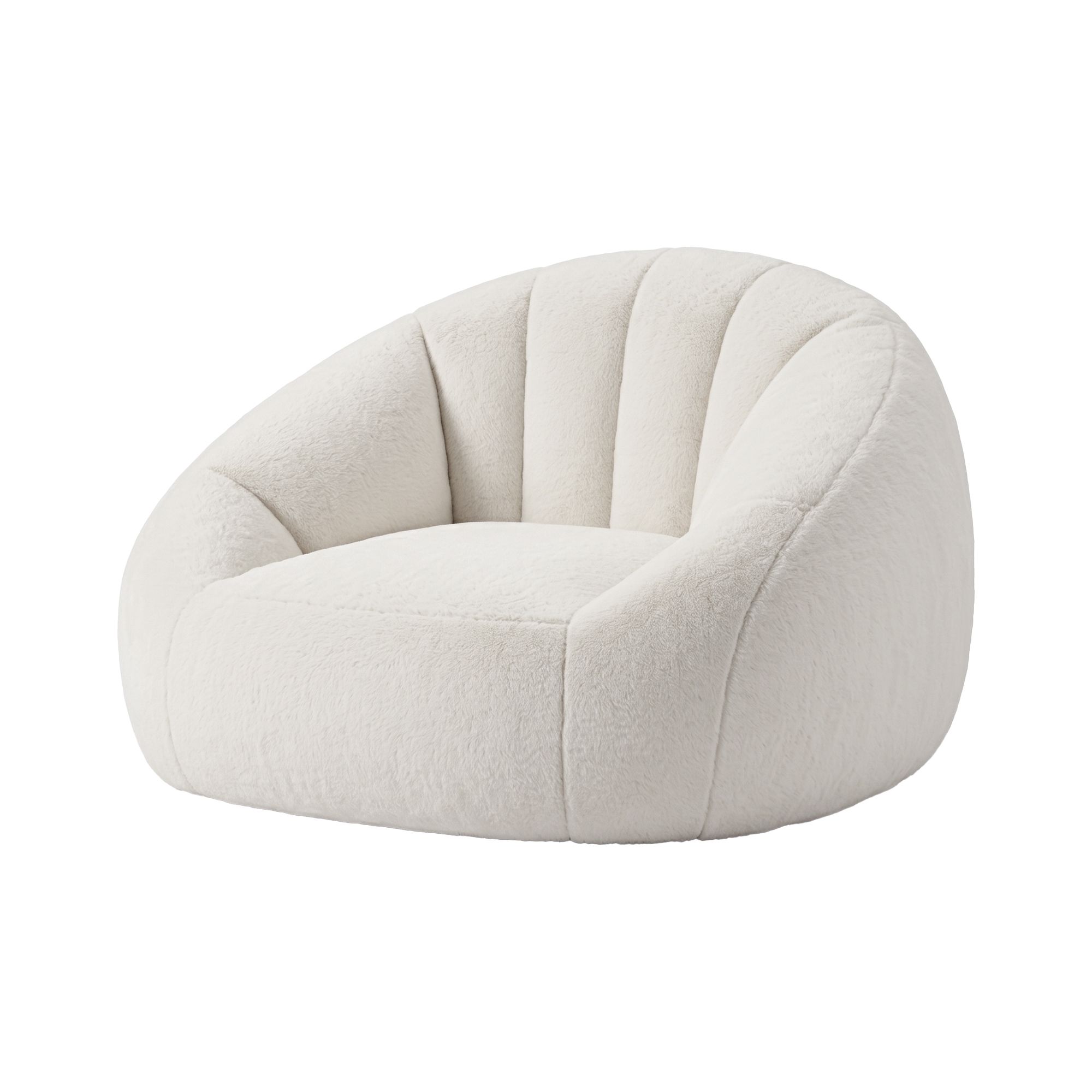 Artiss Single Small Boneless Couch Comfy Bean Bag for Living Room Faux Fur White โ image 3