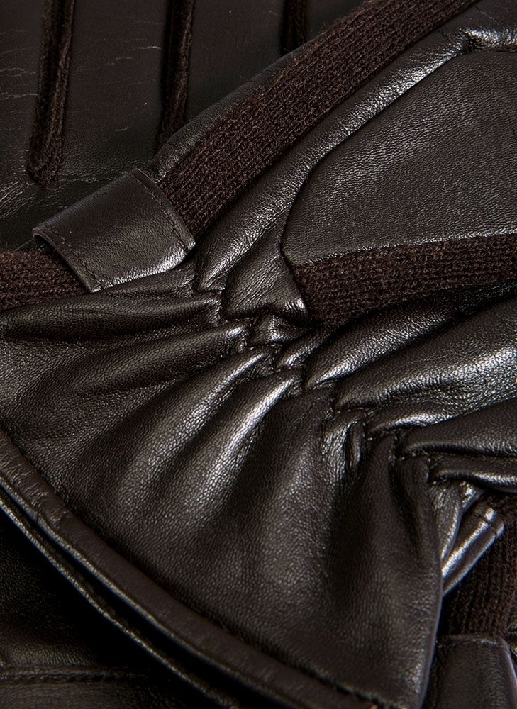 Dents Harpford Mens Leather Gloves w Knitted Sidewalls Driving - Black - M — image 4