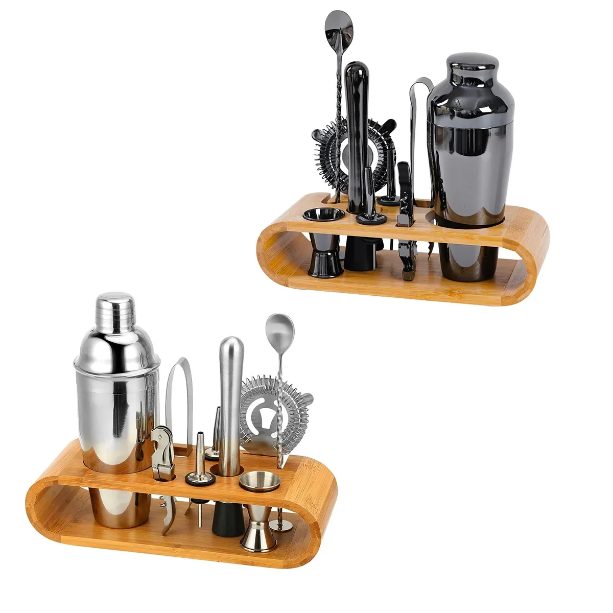 Cocktail Shaker Set Bar Tools Stainless Steel Mixing Glasses Drink Shaker Cups - Silver — image 3