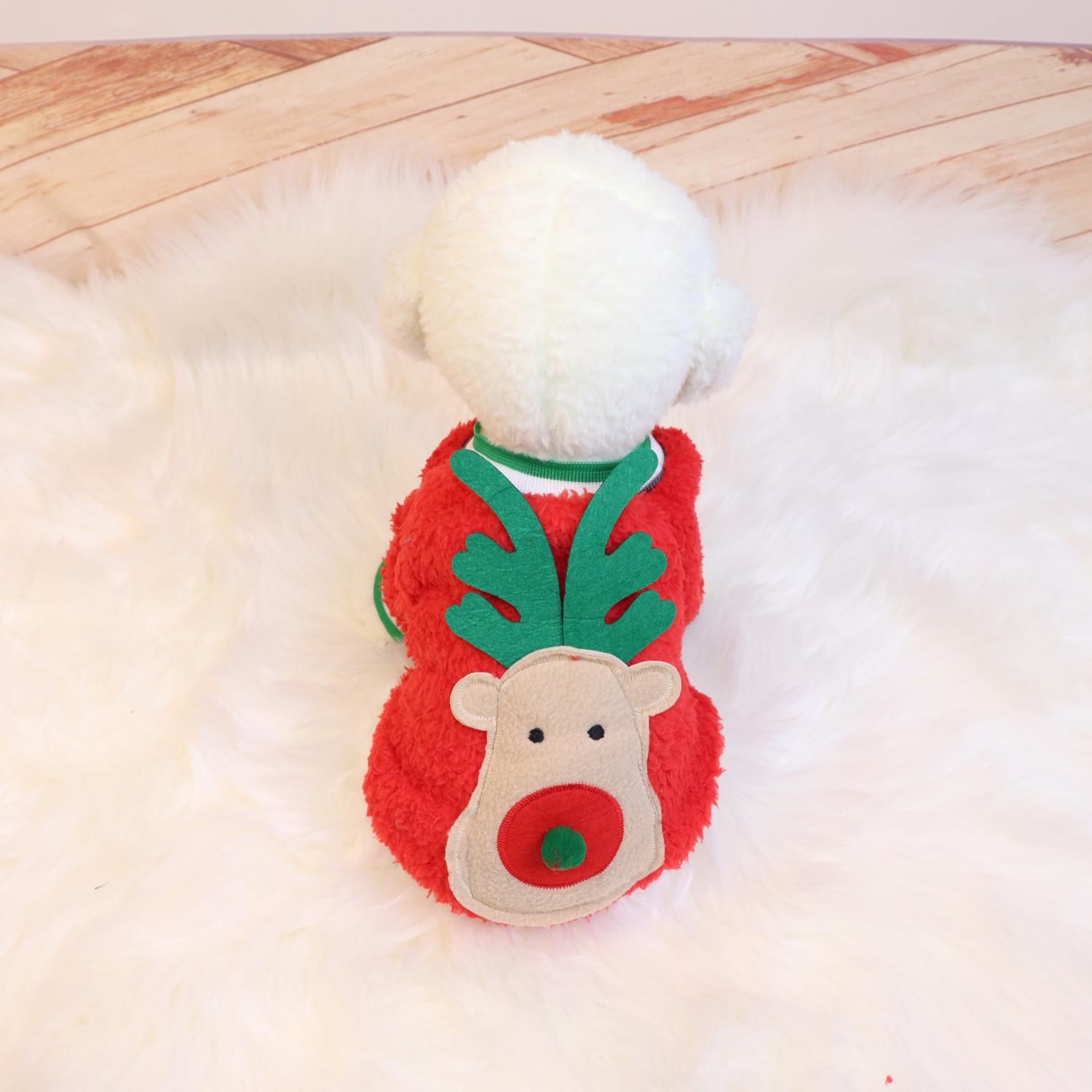 Qichong Pet Fleece Vest for Dogs and Cats Fawn bumping red S