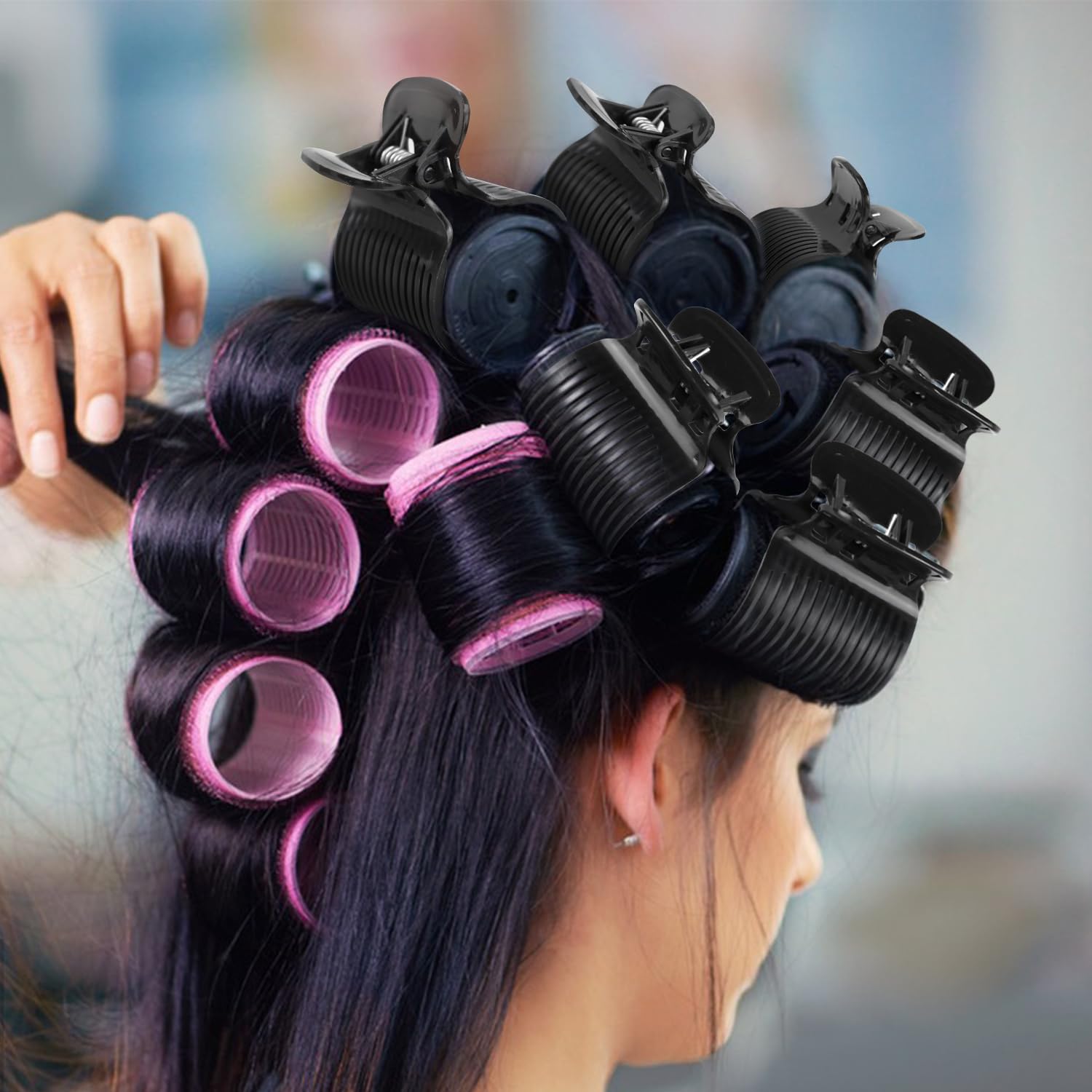 20 Pcs Hot Roller Clips for Hair, Curler Claw Clip for Women Hair Section Styling (Black, 2inch) — image 6