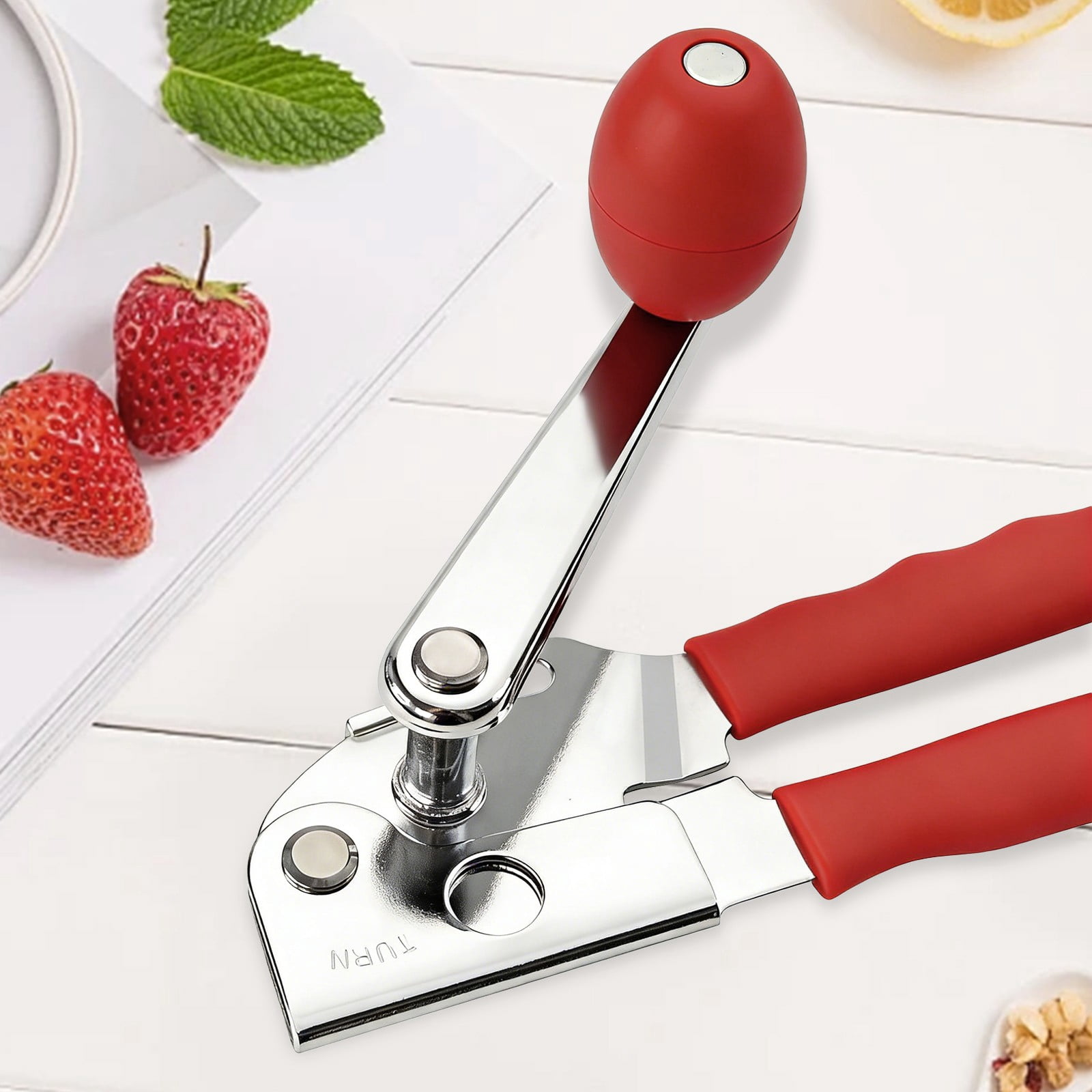 Stainless Steel Can Opener Manual Multifunctional Labor Saving Can Opener Kitchen Creative Can Opener Tool Easily Open Cans Of Various Sizes, 3PC Red — image 4