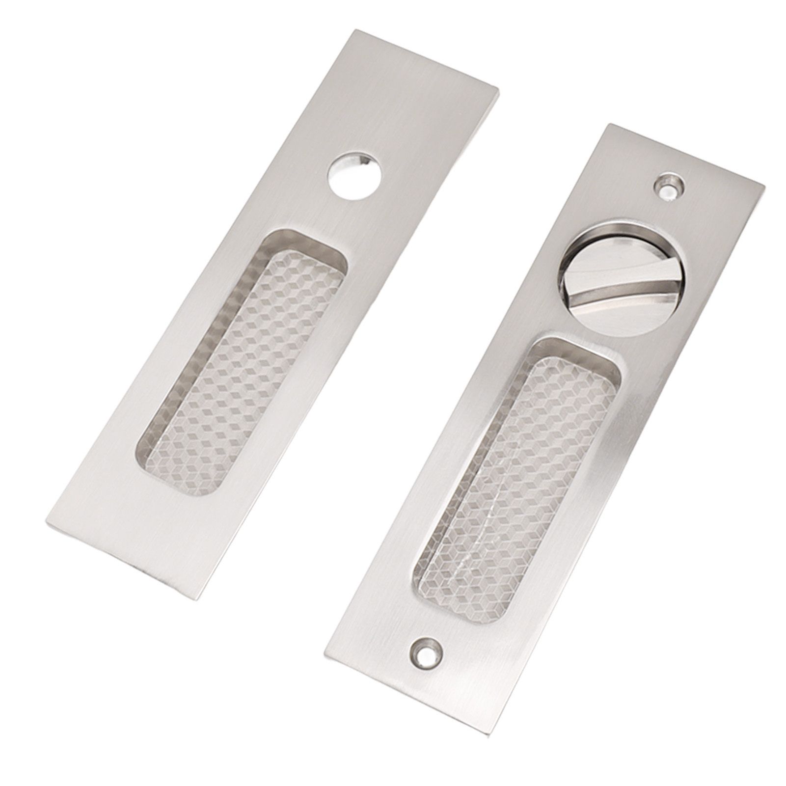 Sliding Door Mortise Lock with 2 Keys Zinc Alloy Invisible Recessed Handle Latch Pocket for Wood Furniture Hardware Brushed Nickel — image 4