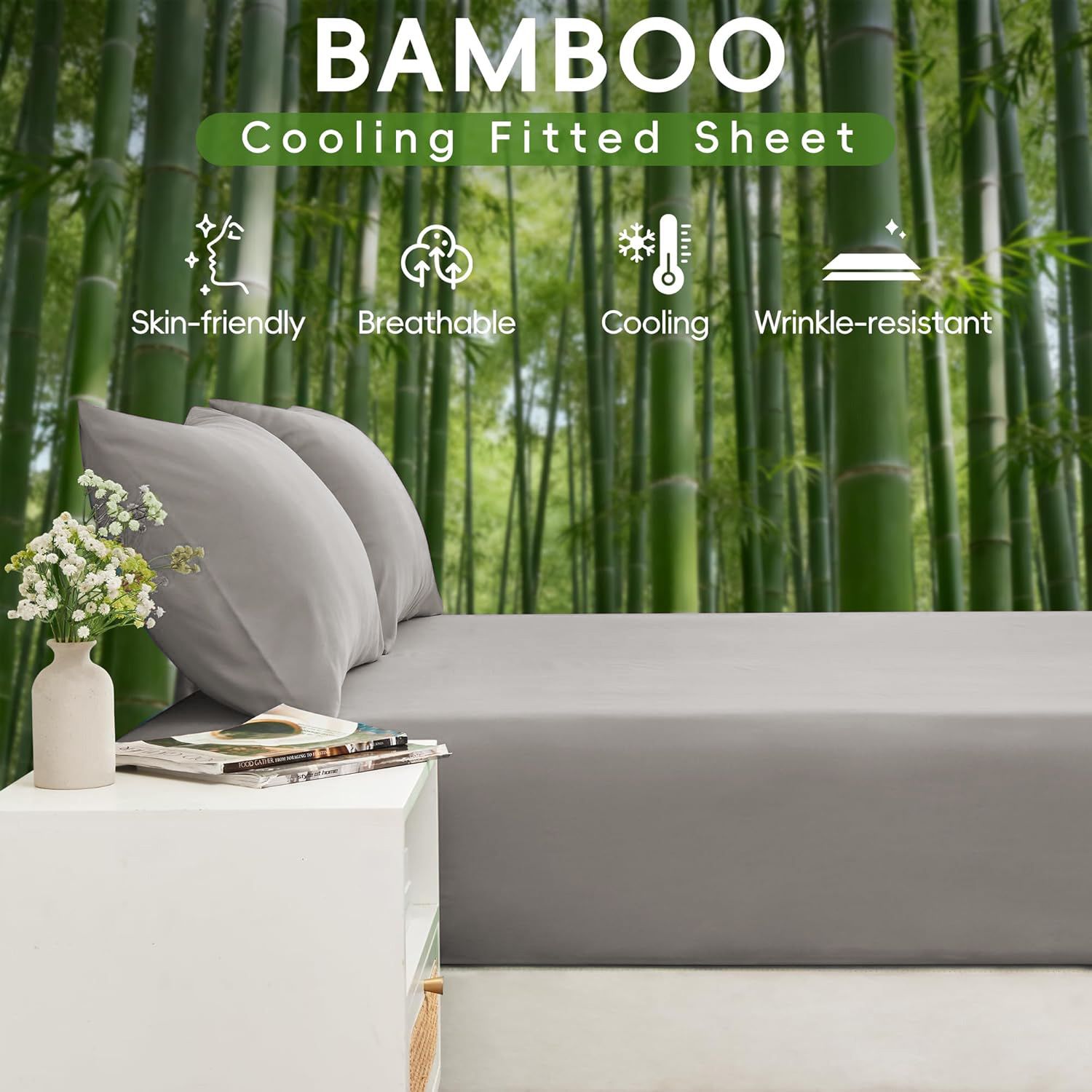 3 Piece Ultra Soft Bamboo Breathable Sheet Set -Hotel 2000TC Breathable Bed Sheets Set with 37 Centimetre Deep Pocket-Breathable Sheets for Hot — image 3