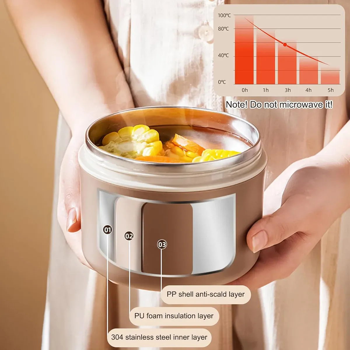Lunch Box Food Container Thermal Warmer Hot Student Bento Insulated Soup Cup - 650ml β image 5