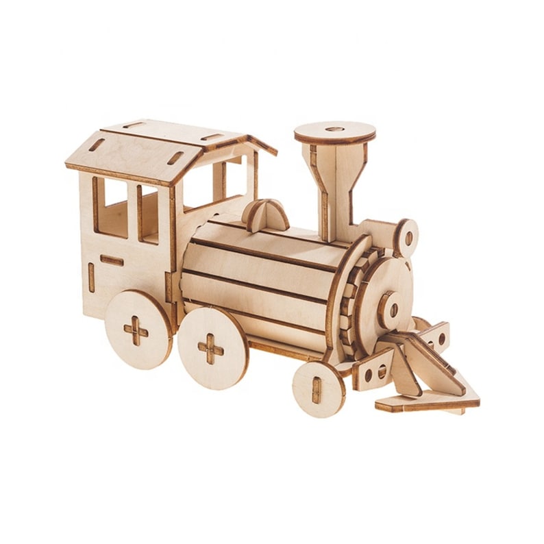 Build and Paint your own locomotive train Kids wood model toy train-plywood DIY kit — image 6