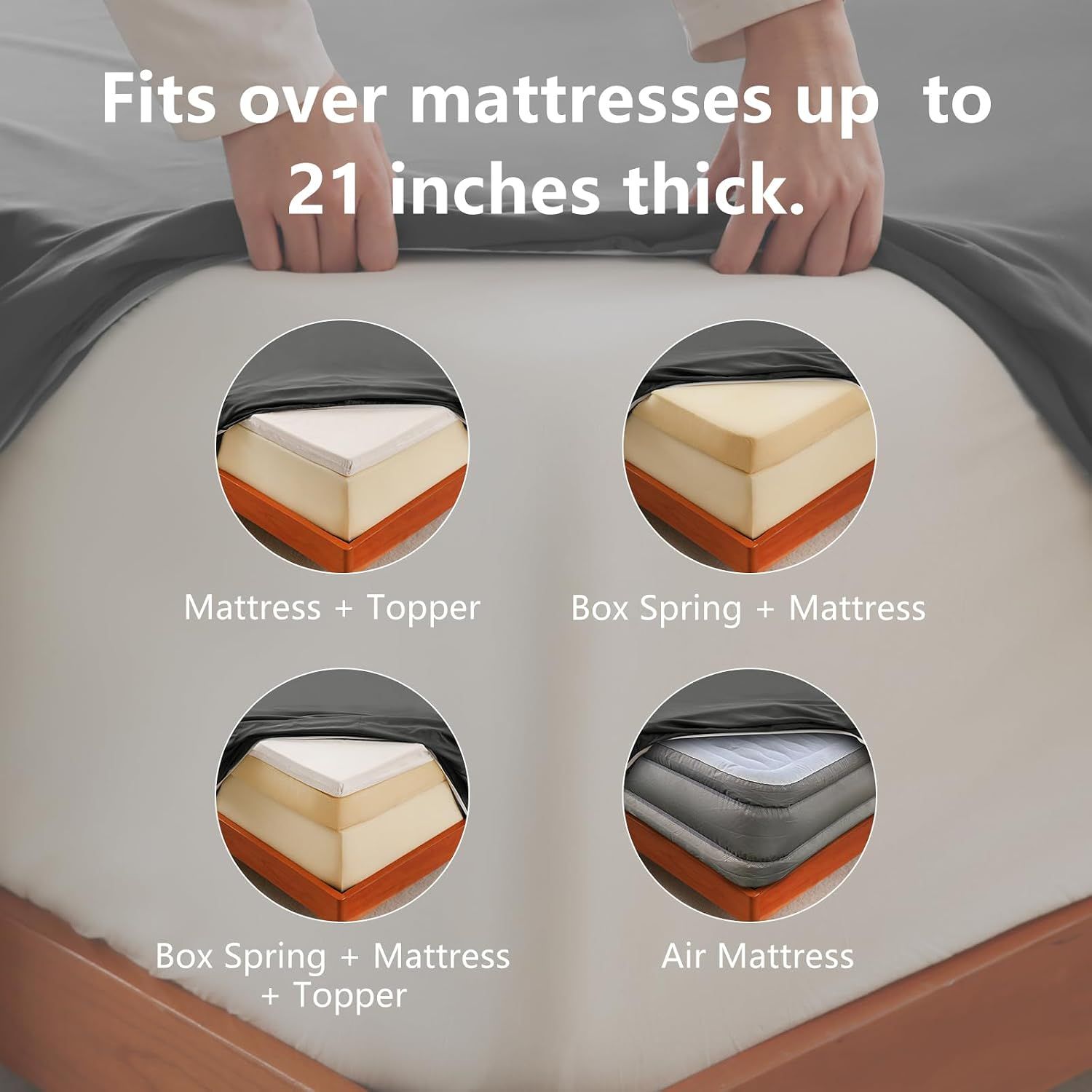 Hotel Soft Bed Sheet Set- Bedding Sheets & Pillowcases -Breathable Bedding - Wrinkle, Fade, Stain Resistant-Deep Pocket Flat Fitted Bed Sheet — image 3