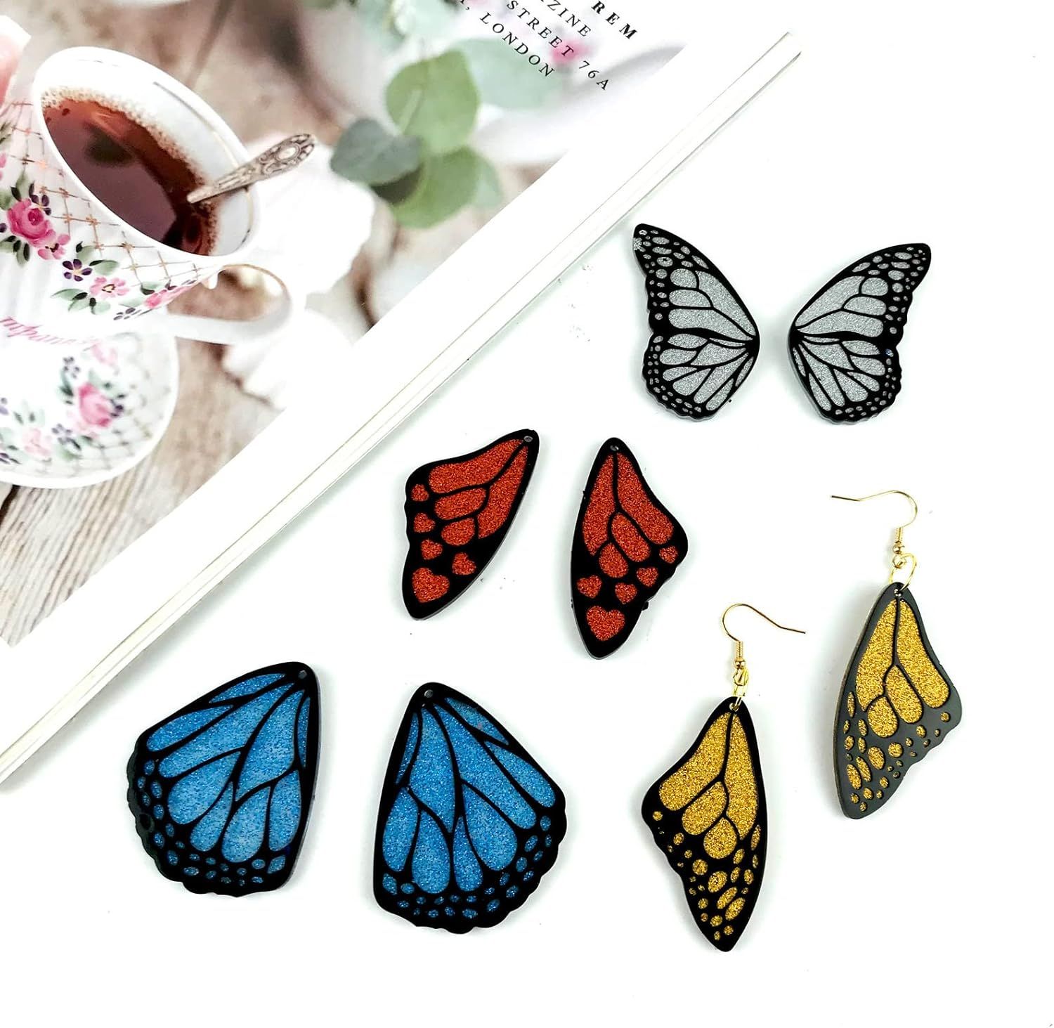 Butterfly-Wing Silicone Pendant Resin Molds with Hangings Hole for Earrings Resin molds Studs Earring Resin molds โ image 4
