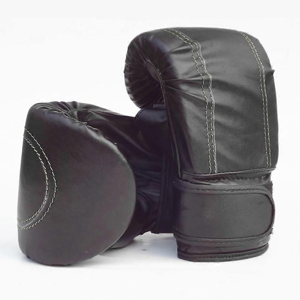 Premium Black PU Gloves for Boxing & Taekwondo - Denim Stitch Strength Black โ image 2