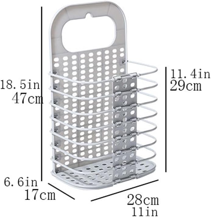 Collapsible Laundry Hamper - Foldable Space-Saving Design - Ideal for Bathroom & Small Spaces - Includes Self-Adhesive Hook - Grey - Set of 1 — image 2
