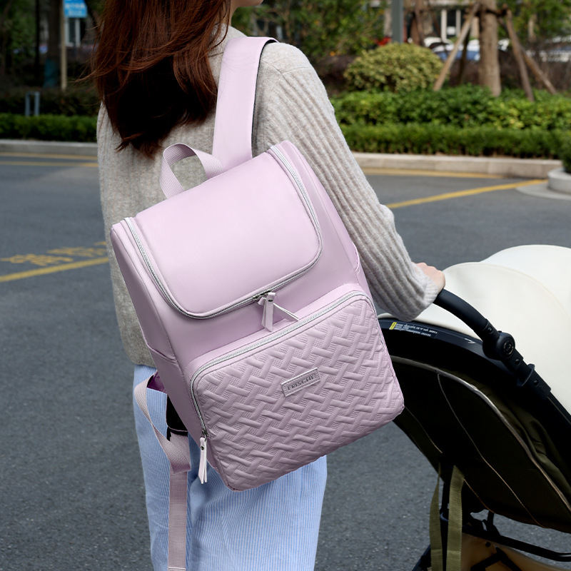 Green Stylish Quilted Diaper Bag Backpack - Large 17L Capacity Lightweight Nappy Bag for Mum โ image 2