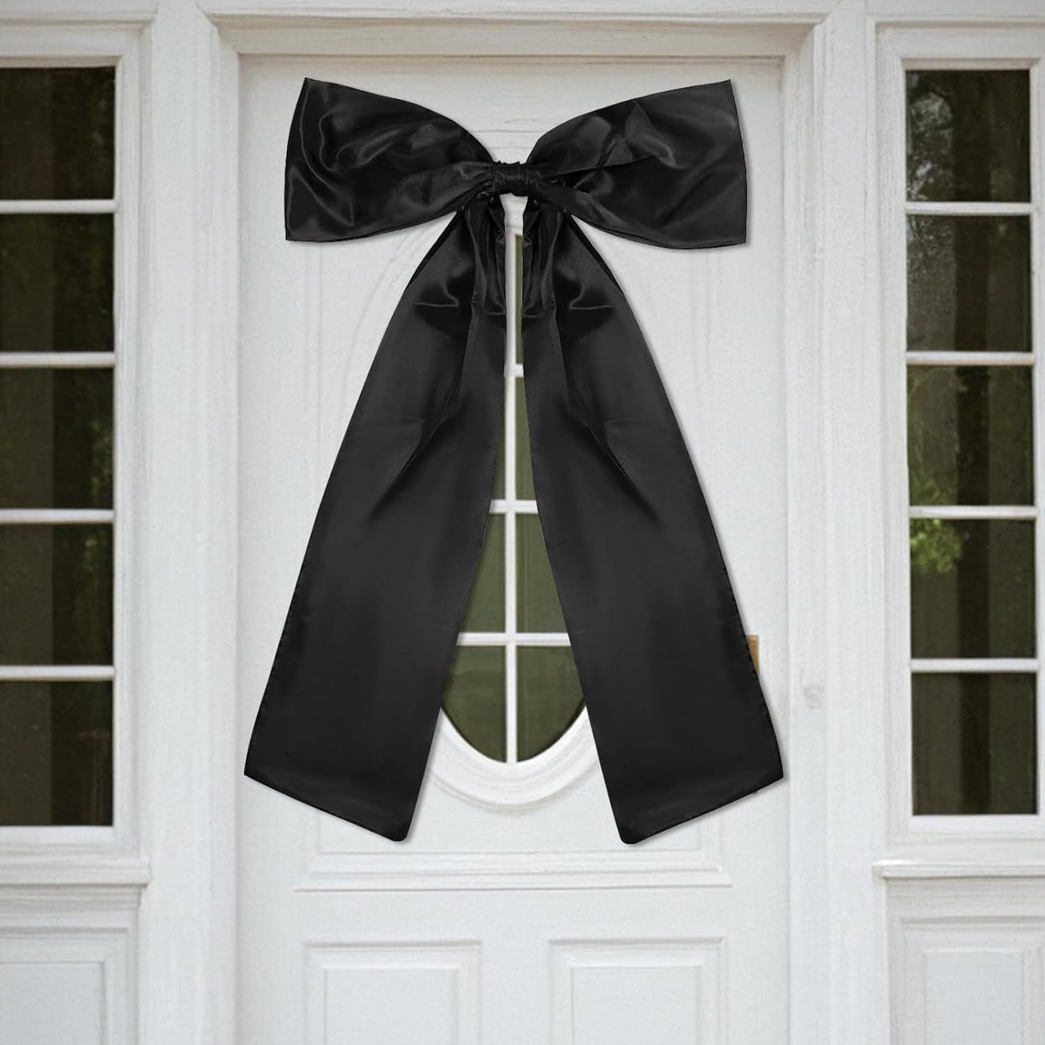 Large Big Bow Decoration, Giant Bow Supplies for Party, Themed Party Decor, Large Satin Backdrop Supplies Suitable for Bedroom Baby Shower, Black