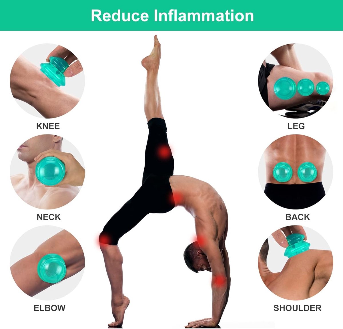 4 pieces silicone cups - Cupping Set - Cellulite Cups - Cupping For Cellulite - vacuum cup - For reducing cellulite anti-aging relieves pain and joints for โ image 5